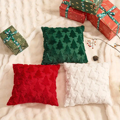 Christmas Tree Embroidered Pillow Cover 18x18 Inch Holiday Decor