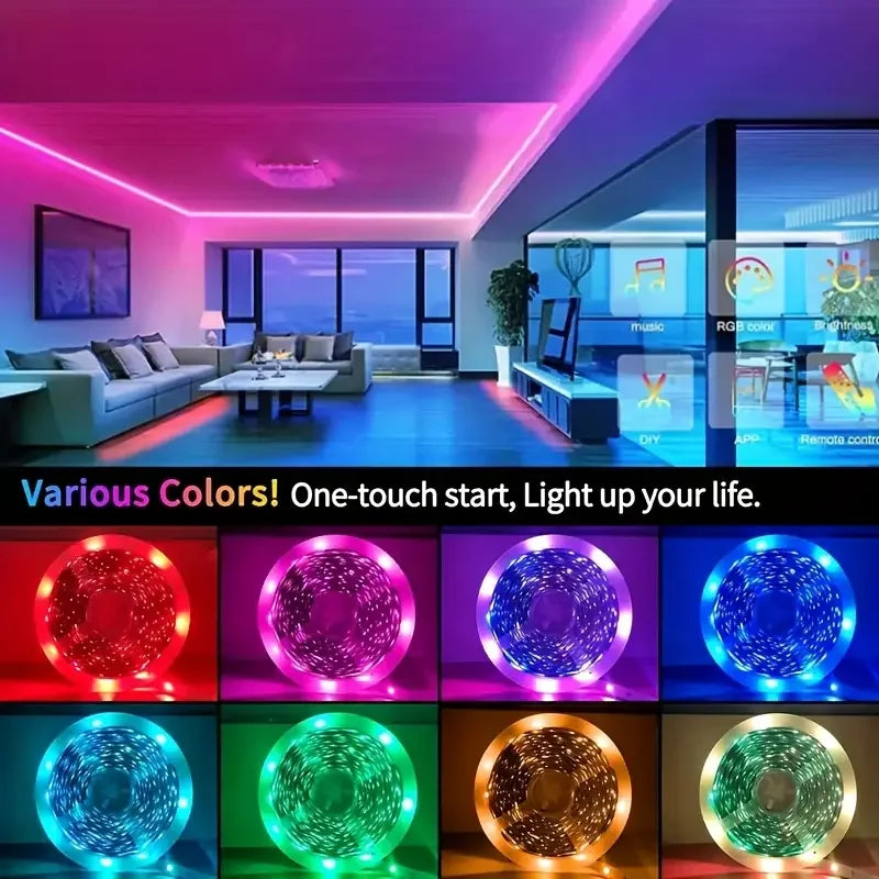 RGB LED Strip Lights with Music Sync, USB 5V, Remote Control