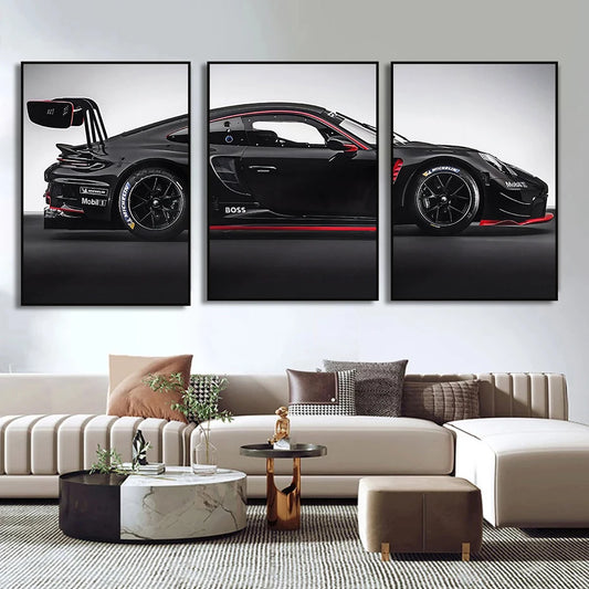 GT3 Sports Car Canvas Wall Art – Luxury Racing Car Poster Print