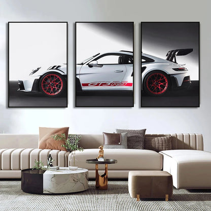 GT3 Sports Car Canvas Wall Art – Luxury Racing Car Poster Print