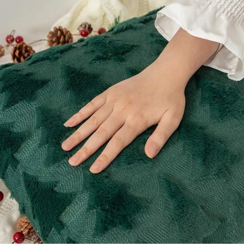 Christmas Tree Embroidered Pillow Cover 18x18 Inch Holiday Decor